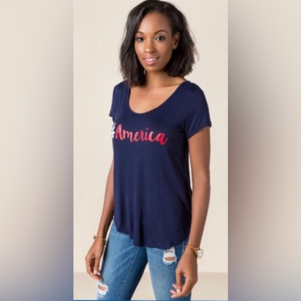 USA tee America tee shirt Small patriotic t-shirt short sleeve 4th of July top